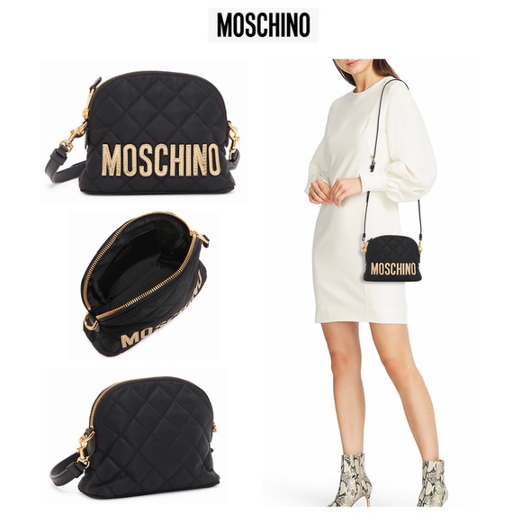 Moschino Handbags - NWT MOSCHINO Black Quilted Nylon & Leather Shoulder/ Crossbody Bag-$640